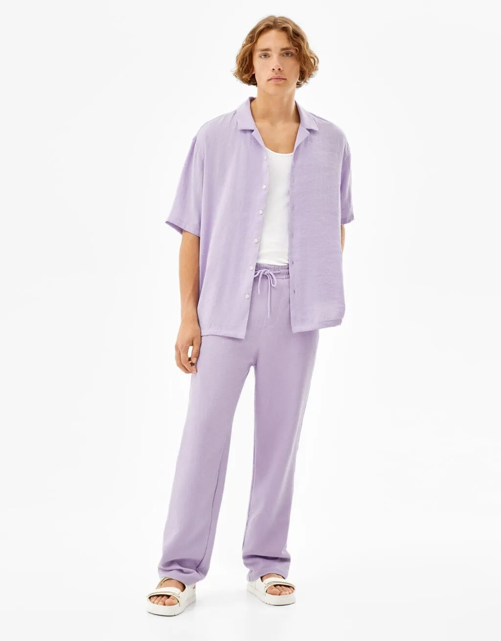 Wide Leg-Joggerhose mit Textur